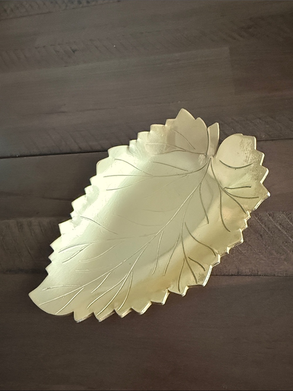 Vintage Everlast Accucraft Aluminum Leaf Dish Gold Leaf Dish Trinket Tray MCM